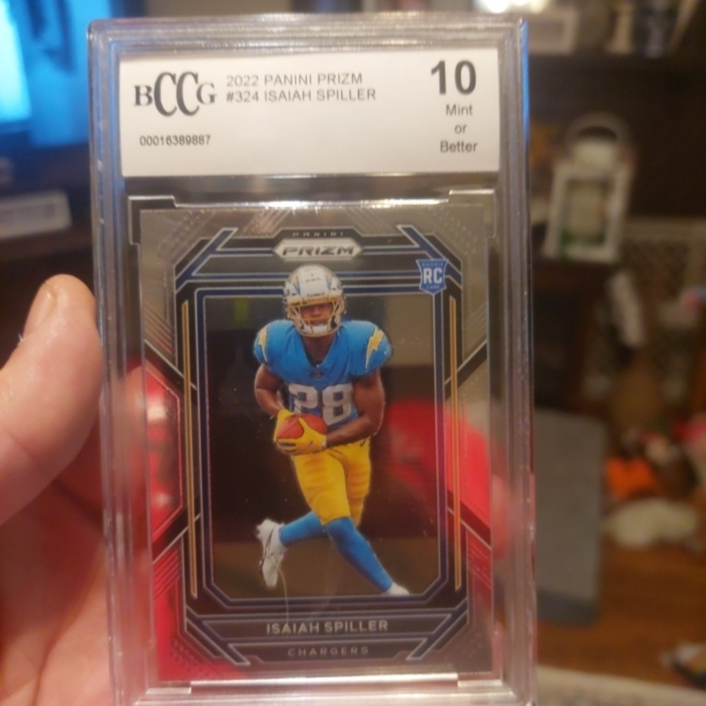 Panini Prizm Isaiah Spiller Rookie Card - Blue and Yellow